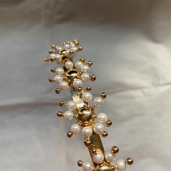 NWT Rosantica Daisy Faux Pearl Embellished Gold Headband